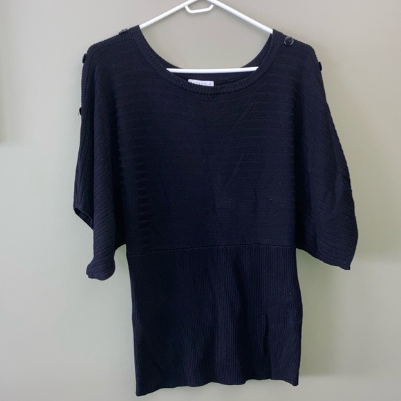 Joseph A Black Relaxed Ribbed Blouse - Picture 1 of 10